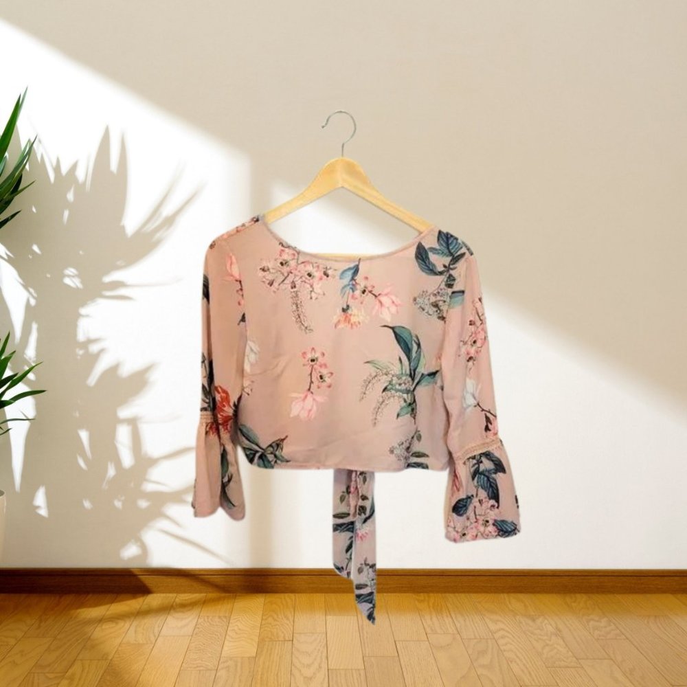Evie Floral tie-back cropped blouse